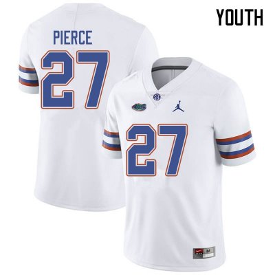 Youth Florida Gators #27 Dameon Pierce NCAA Jordan Brand White Authentic Stitched College Football Jersey ZHN4662RG